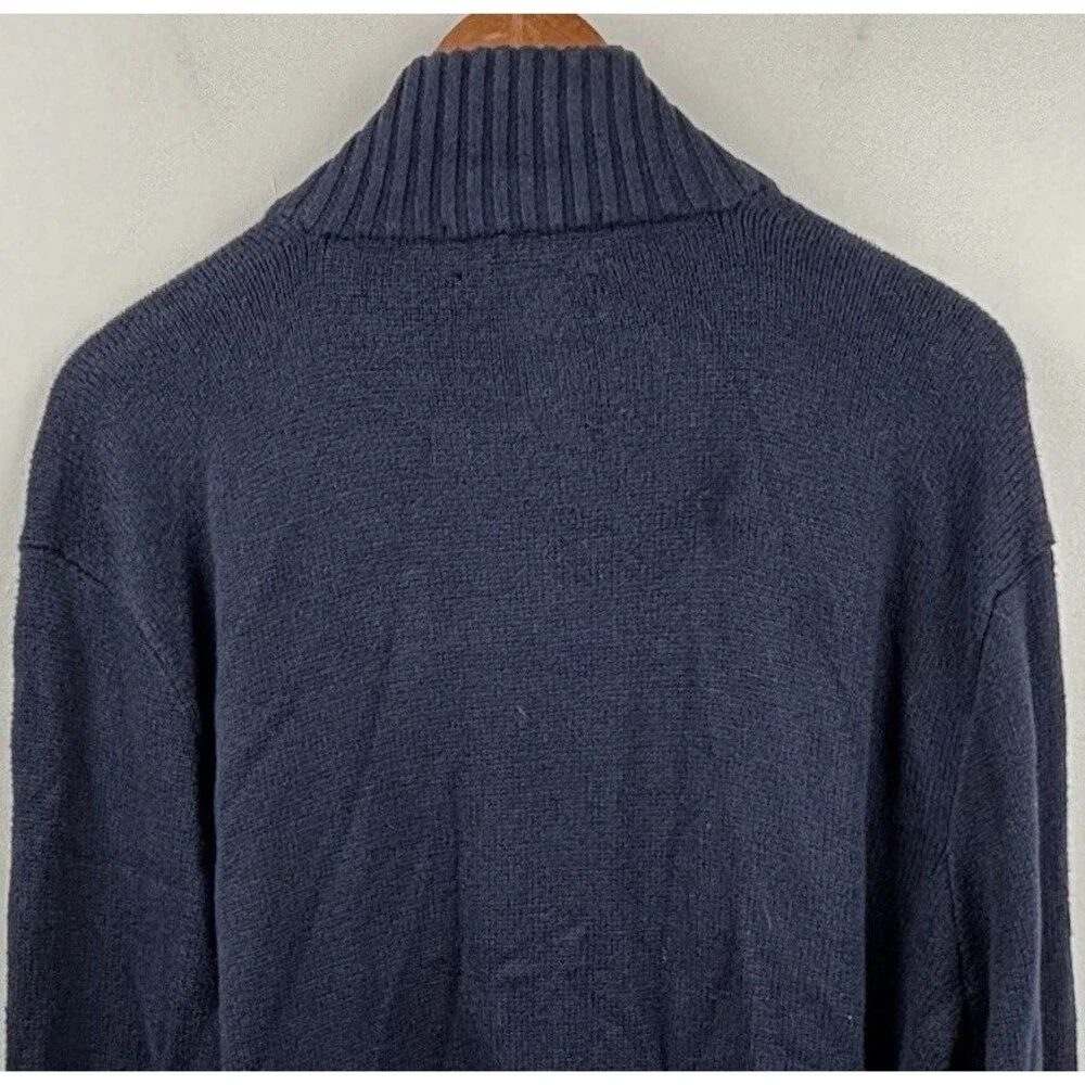 Polo Ralph Lauren Sweater Men XL Navy Estate Rib Shawl Neck Pullover Pony Cotton